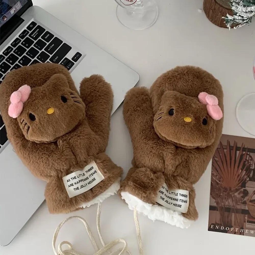 Sanrio Kitty cat fur mittens